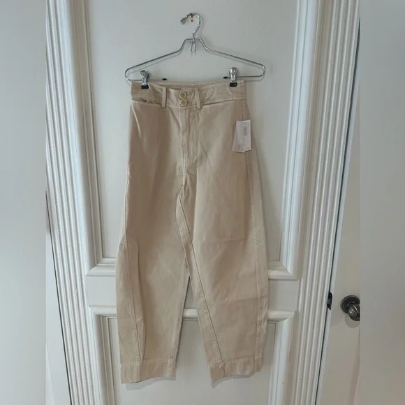 Apiece Apart - Mari Barrel Pant in Stone (Khaki) - Size 0